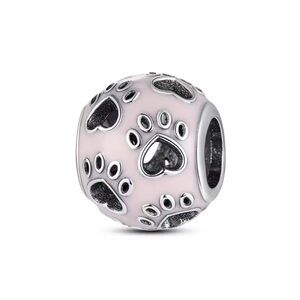 Pink Paw Print Charm Bead